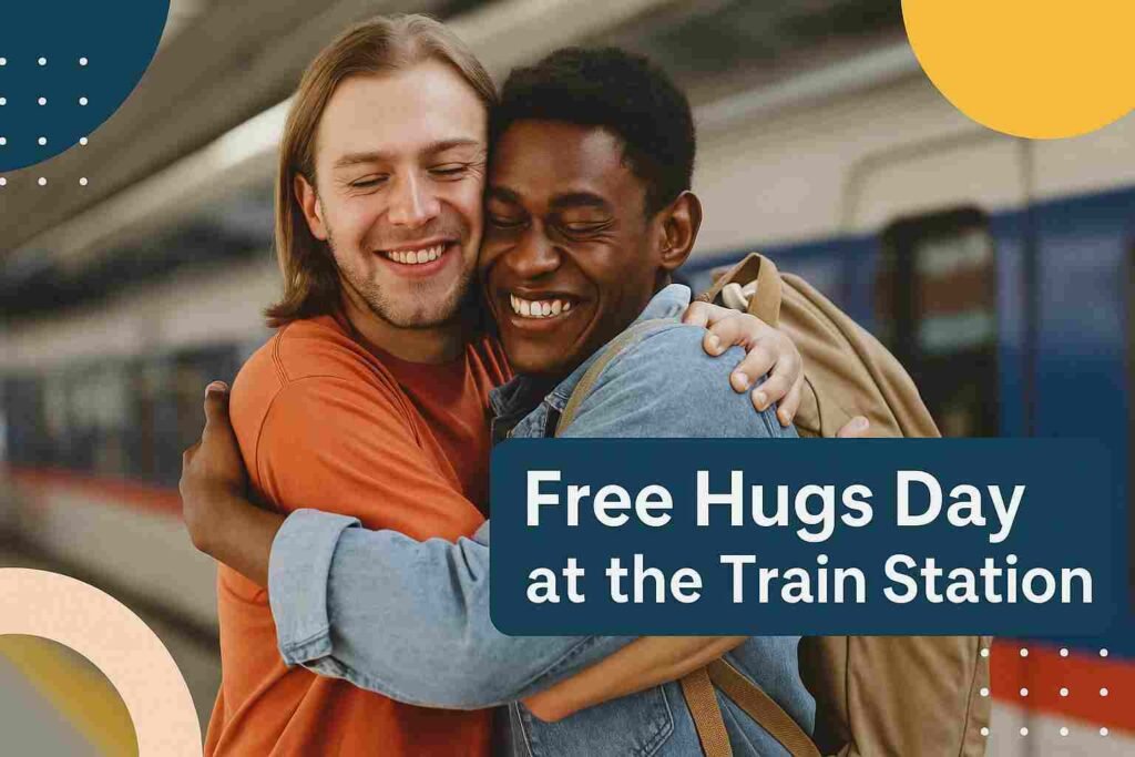 Free Hugs Day at the Train Station